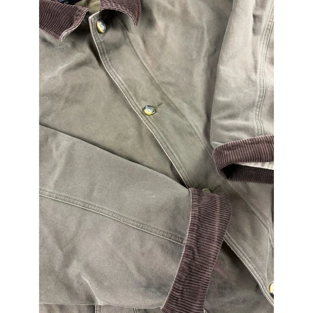 Eddie Bauer Jacket Mens XXL Brown Corduroy Collar Canvas Barn Field Coat Vintage